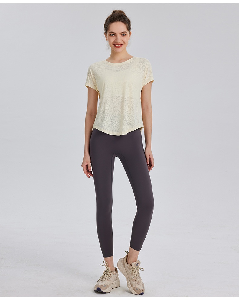 Womens Burnout Yoga T-Shirt Short Sleeve Athletic Top